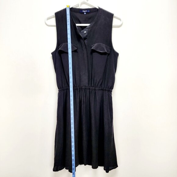 Madewell 1937 Black Silk Sleeveless Button-Front Dress XS - Picture 4 of 10
